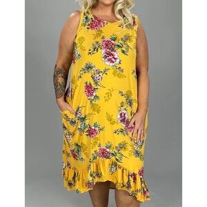 Sunday Morning mustard floral high low maxi dress